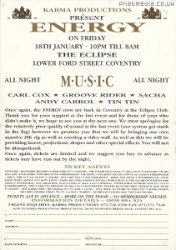 DJ Sasha & Grooverider + MC @ The Eclipse (Energy) Coventry, 18th Jan 1991