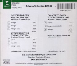 Concerto pour 2 violons BWV 1043 ; Concertos pour violon BWV 1041 & 1042