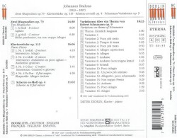 Schumann-Variations op. 9 / Rhapsodies op. 79 / Piano Pieces op. 199 / Scherzo op. 4