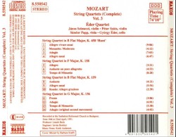 String Quartets (Complete), Vol. 3: K. 156 / K. 158 / K. 159 / K. 458