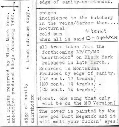 Unorthodox (6 track advance copy)