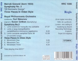 Symphony No.3 ''Of Sorrowful Songs'' / Three Pieces In Olden Style