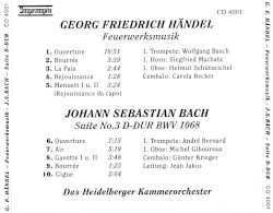 Handel: Feuerwerksmusik / Bach: Suite no. 3 D-dur