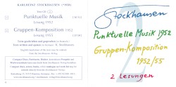 Punktuelle Musik 1952 / Gruppen-Komposition 1952/55: 2 Lesungen