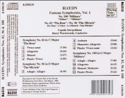 Famous Symphonies, Volume 1: no. 100 "Military" / no. 82 "The Bear" / no. 96 "The Miracle"