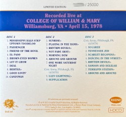 Dave’s Picks, Volume 37: College of William & Mary, Williamsburg, VA · 4/15/78