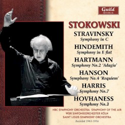 Stravinsky: Symphony in C / Hindemith: Symphony in E-flat / Hartmann: Symphony no. 2 “Adagio” / Hansson: Symphony no. 4 “Requiem” / Harris: Symphony no. 7 / Hovhaness: Symphony no. 3