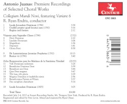 Antonio Juanas: Premiere Recordings of Selected Choral Works
