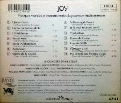 Joy: Musiques Vocales Et Instrumentales Du Pourtour Mediterranéen