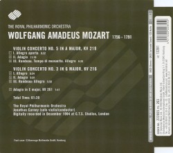 Mozart: Violin Concertos 5 and 3