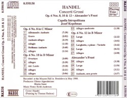 Concerti Grossi Op. 6, Nos. 8, 10 and 12
