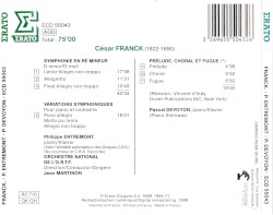 Symphonie en Ré mineur / Variations symphoniques / Prélude, Choral et Fugue