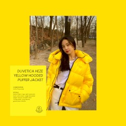 Duvetica Heze Yellow Hooded Puffer Jacket