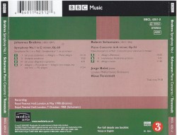 Brahms: Symphony no. 1 in C minor / Schumann: Piano Concerto in A minor