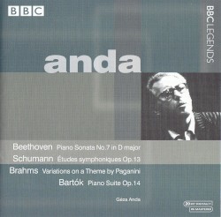 Beethoven: Piano Sonata no. 7 in D major / Schumann: Études symphoniques op. 13 / Brahms: Variations on a Theme by Paganini / Bartók: Piano Suite op. 14