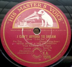 I Can't Afford to Dream / Comes Love