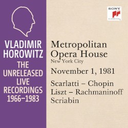 Vladimir Horowitz in Recital at the Metropolitan Opera House New York City November 1 1981