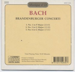 Brandenburg Concerti: No 1 in F Major, No 3 in G Major, No 4 in G Major