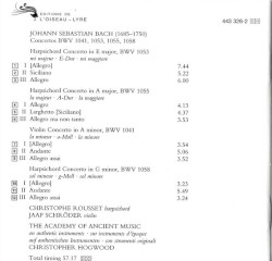 Harpsichord Concertos BWV 1053, 1055, 1058 / Violin Concerto BWV 1041