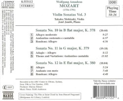 Violin Sonatas, Vol. 3; K. 378-380