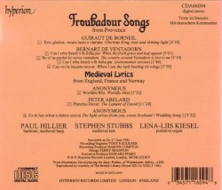 Troubadour Songs and Medieval Lyrics